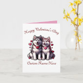 Siberisches Husky-Valentiner-Paar Karte (Gelbe Blume)