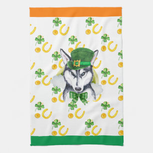 Sibirian Husky Ferienheim Dekoration St. Patrick's Geschirrtuch