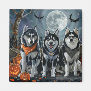 Sibirian Husky Halloween Gruselig  Magnet