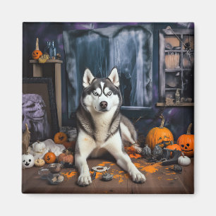 Sibirian Husky Kürbisse Halloween Gruselig Magnet