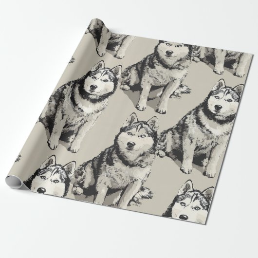 Sibirian Husky-Portrait-Geschenkpapier Geschenkpapier (Ungerollt)
