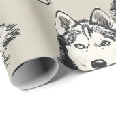 Sibirian Husky-Portrait-Geschenkpapier Geschenkpapier (Rolleneckpunkt)
