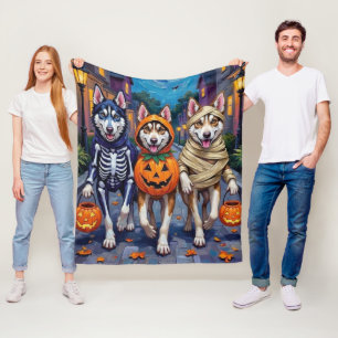 Sibirian Husky Süßigkeitenbetteln Halloween Kostüm Fleecedecke