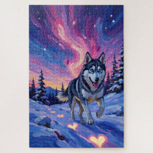 Sibirian Husky Valentinstag Herz Aurora Puzzle