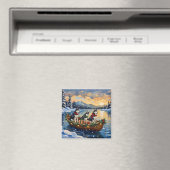 Sibirian Husky Weihnachtsboot Feiertag Magnet (In Situ (Geschirrspüler))