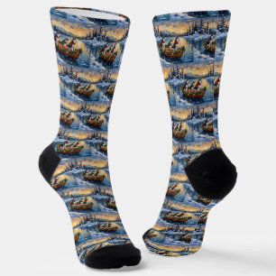 Sibirian Husky Weihnachtsboot Feiertag Socken
