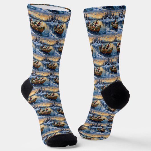 Sibirian Husky Weihnachtsboot Feiertag Socken (Gewinkelt)