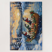 Sibirian Husky Weihnachtsboot Urlaub Puzzle (Vertikal)