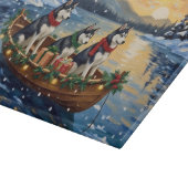 Sibirian Husky Weihnachtsboot Urlaub Schneidebrett (Ecke)