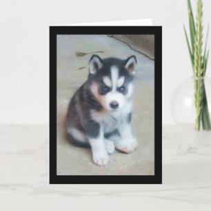 Sibirian Husky Welpen Kunst Karte