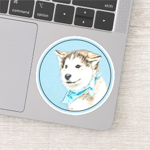 Sibirian Husky Welpenmalerei - Originale Hunde-Kun Aufkleber