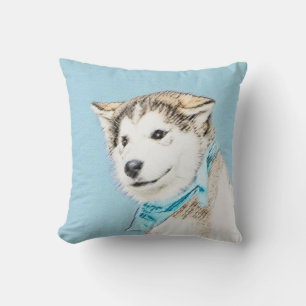 Sibirian Husky Welpenmalerei - Originale Hundekuns Kissen