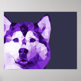 Sibirien-Husky-Niedrige Polnische Kunst im Lila Poster