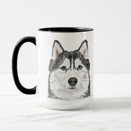 Sibirien Husky Watercolor - personalisierte Umarmu Tasse (Links)
