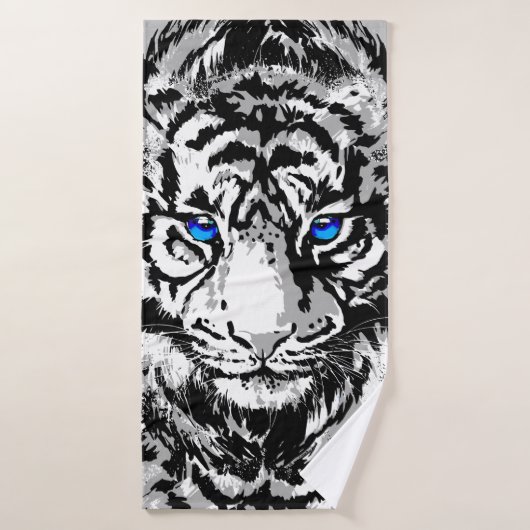 Sibirienweißer Tiger Kopf - Tiger Blue Eyes Badehandtuch (Badehandtuch)