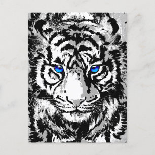 Sibirienweißer Tiger Kopf - Tiger Blue Eyes Feiertagspostkarte