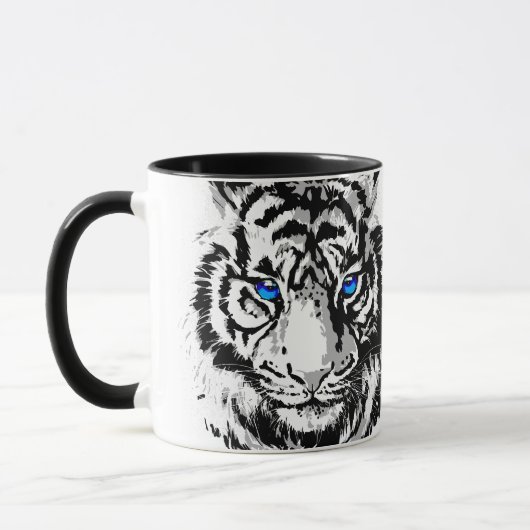 Sibirier White Tiger Head - Tiger Blue Eyes Kaffee Tasse (Links)