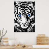 Sibirier White Tiger Head - Tiger Poster Blue Eyes (Küche)