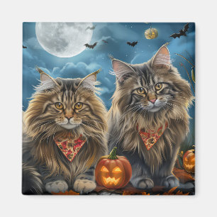 Sibirische Halloween-Katze Gruselig Magnet