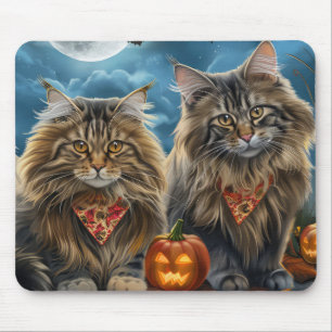 Sibirische Halloween-Katze Gruselig  Mousepad