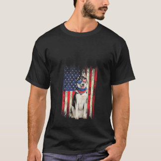 Sibirische Husky-Amerikanische Fahne 4. Juli Pa T-Shirt