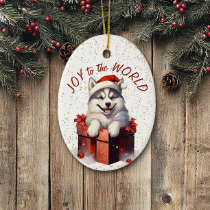 Sibirische Husky-Geschenkboxen Freude am Welturlau Keramik Ornament