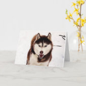 Sibirische Husky-Grußkarte Karte (Gelbe Blume)
