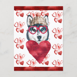 Sibirische Husky-Herzen Hunde Liebhaber Valentinsg Feiertagspostkarte