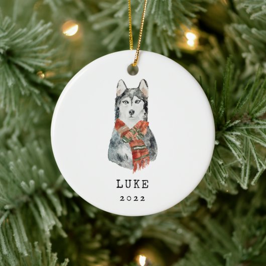 Sibirische Husky-Hund-Gedenkstätte Keramik Ornament (Baum)