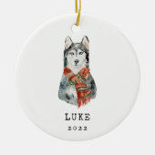 Sibirische Husky-Hund-Gedenkstätte Keramik Ornament (Vorne)