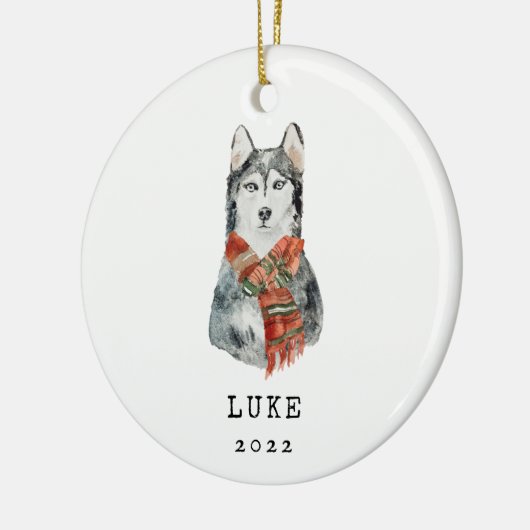 Sibirische Husky-Hund-Gedenkstätte Keramik Ornament (Links)