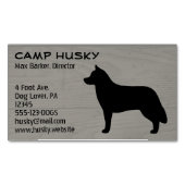 Sibirische Husky-Hund-Silhouette Holzkornstil Magnetische Visitenkarte (Vorderseite)