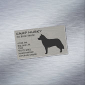 Sibirische Husky-Hund-Silhouette Holzkornstil Magnetische Visitenkarte (Beispiel)