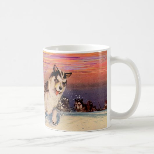 Sibirische Husky-Hunde in den 40er Jahren machen i Kaffeetasse (Rechts)