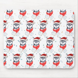 Sibirische Husky-Hunderasse Weihnachtssterne Mousepad