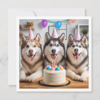 Sibirische Husky-Karte, Husky-Karte, Hund-Geburtst Einladung