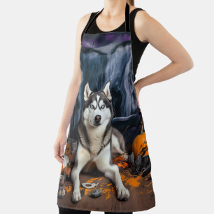 Sibirische Husky-Kürbisse Halloween Gruselig Schürze
