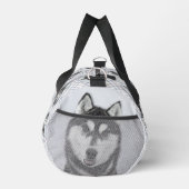Sibirische Husky Malerei Schwarz-Weiß-Hunde Kunst Duffle Bag (Rechts)