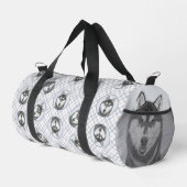 Sibirische Husky Malerei Schwarz-Weiß-Hunde Kunst Duffle Bag (Rechte Ecke)
