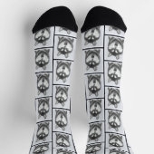 Sibirische Husky Malerei Schwarz-Weiß-Hunde Kunst Socken (Oben)