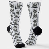 Sibirische Husky Malerei Schwarz-Weiß-Hunde Kunst Socken (Gewinkelt)