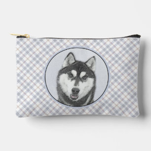 Sibirische Husky Malerei Schwarz-Weiß-Hunde Kunst Zubehörtasche