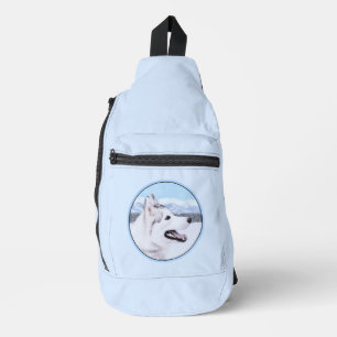 Sibirische Husky-Malerei - Silber und Weiße Hundek Crossbody Bag