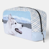 Sibirische Husky-Malerei - Silber und Weiße Hundek Waschbeutel (Rechte Ecke)