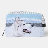 Sibirische Husky-Malerei - Silber und Weiße Hundek Waschbeutel (Rückseite)