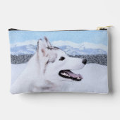 Sibirische Husky-Malerei - Silber und Weiße Hundek Zubehörtasche (Rückseite)