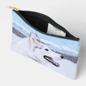 Sibirische Husky-Malerei - Silber und Weiße Hundek Zubehörtasche (Offen)