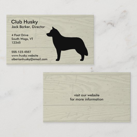 Sibirische Husky-Silhouette auf Imitaten Wood Visitenkarte (Vorne/Hinten)