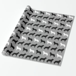 Sibirische Husky-Silhouetten-Muster Geschenkpapier