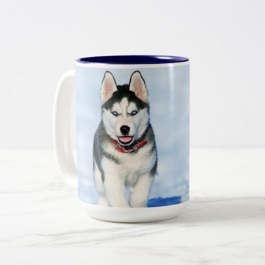 Sibirische Husky-Tasse Zweifarbige Tasse (Vorderseite Links)